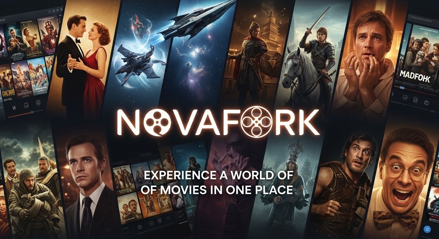Novafork homepage showcasing latest blockbuster movies